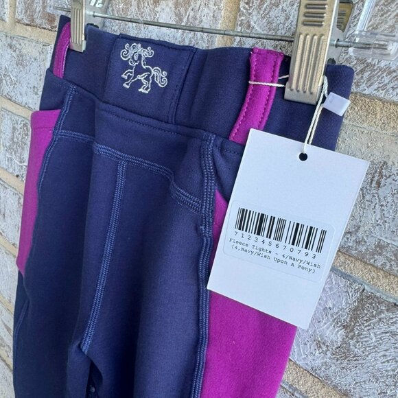 Belle & Bow Equestrian Navy Blue/Pink Leggings Pants Fleece Tights Girls Size 4 - Picture 5 of 6